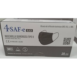 MASCARILLA QUIRURGICA 4SAF-E NEGRAS