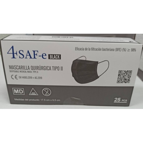 MASCARILLA QUIRURGICA 4SAF-E NEGRAS